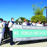 The jubilant JMMH nurses singing praises of their notable profession in celebration of the International Nurses Day.